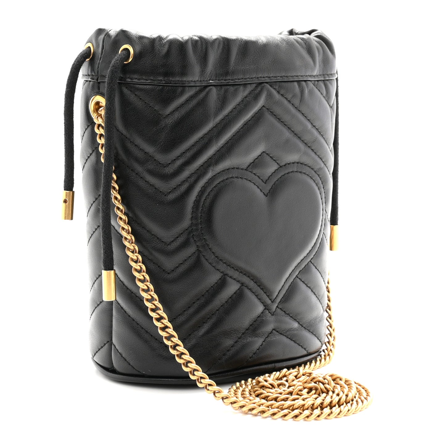 Calfskin Matelasse Mini GG Marmont 2.0 Bucket Bag Black