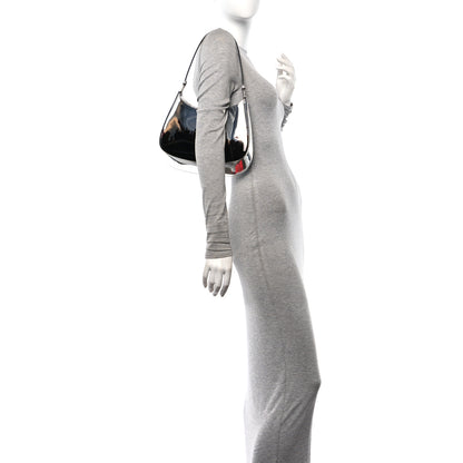 Prada Spazzolato Runway Printed Cleo Shoulder Bag Argento 2 of 9