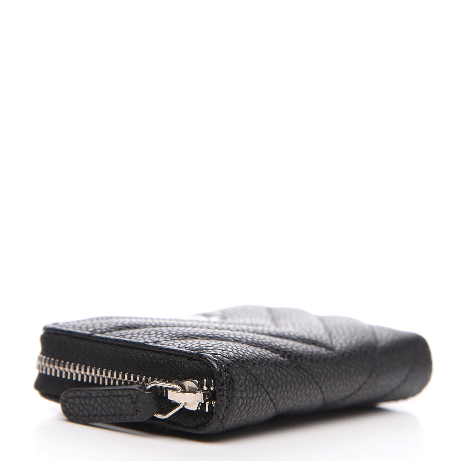 Chanel Caviar Chevron Quilted Zip Coin Purse Black 3 of 7