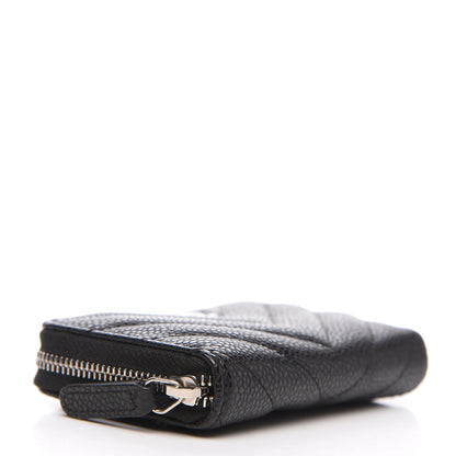 Chanel Caviar Chevron Quilted Zip Coin Purse Black 3 of 7