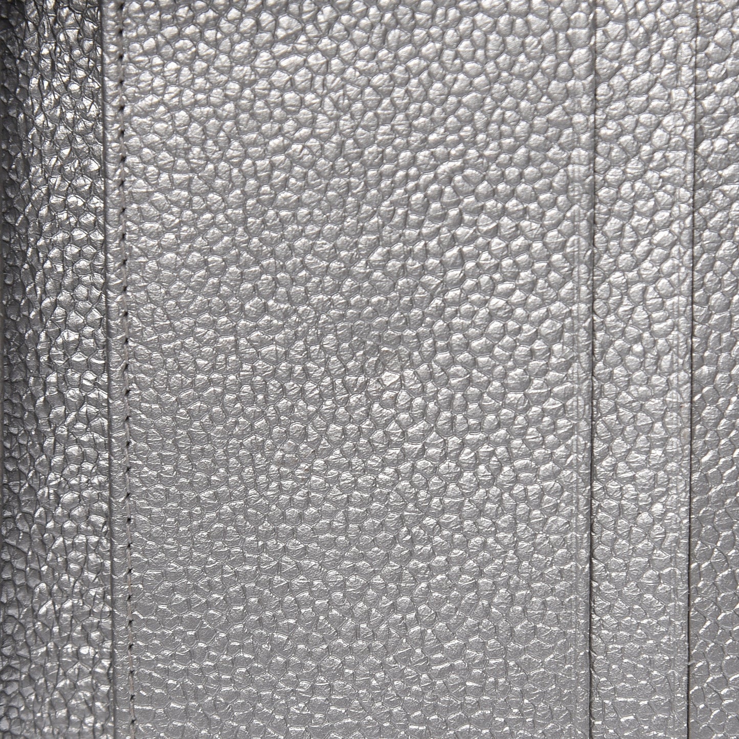 Metallic Caviar Quilted Compact Flap Wallet Silver