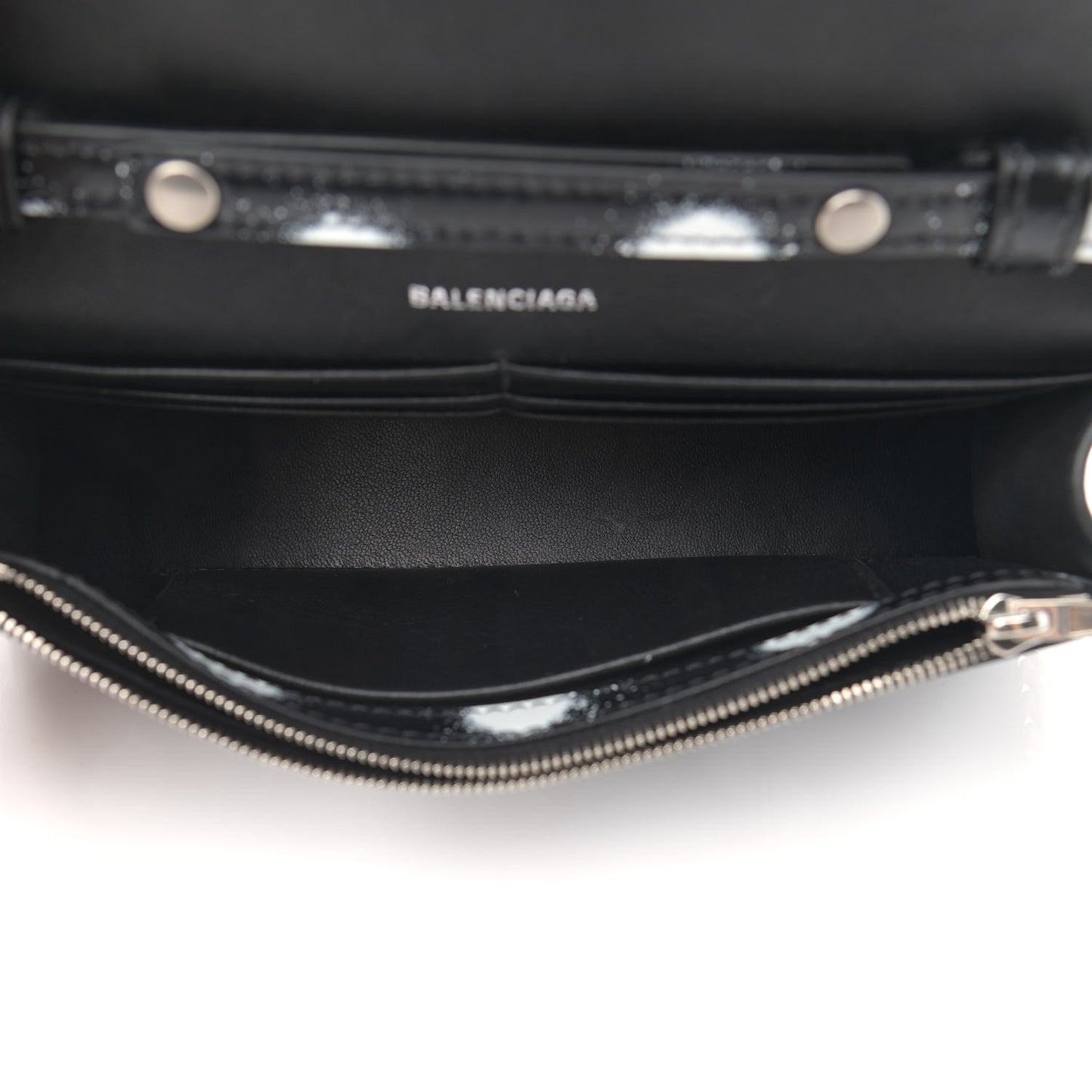 Shiny Box Calfskin Polka Dot Hourglass Chain Bag Black White