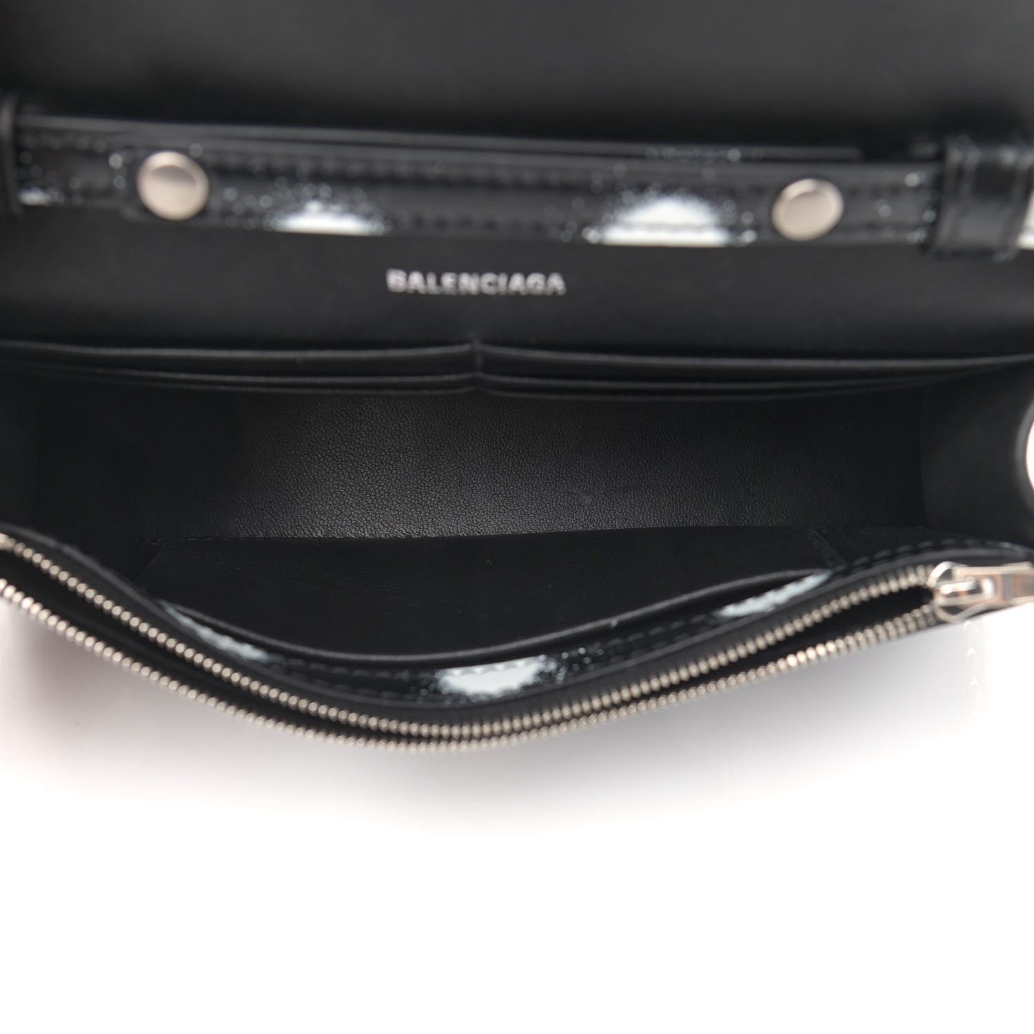 Balenciaga Shiny Box Calfskin Polka Dot Hourglass Chain Bag Black White 5 of 12