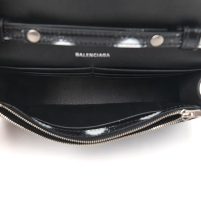 Balenciaga Shiny Box Calfskin Polka Dot Hourglass Chain Bag Black White 5 of 12