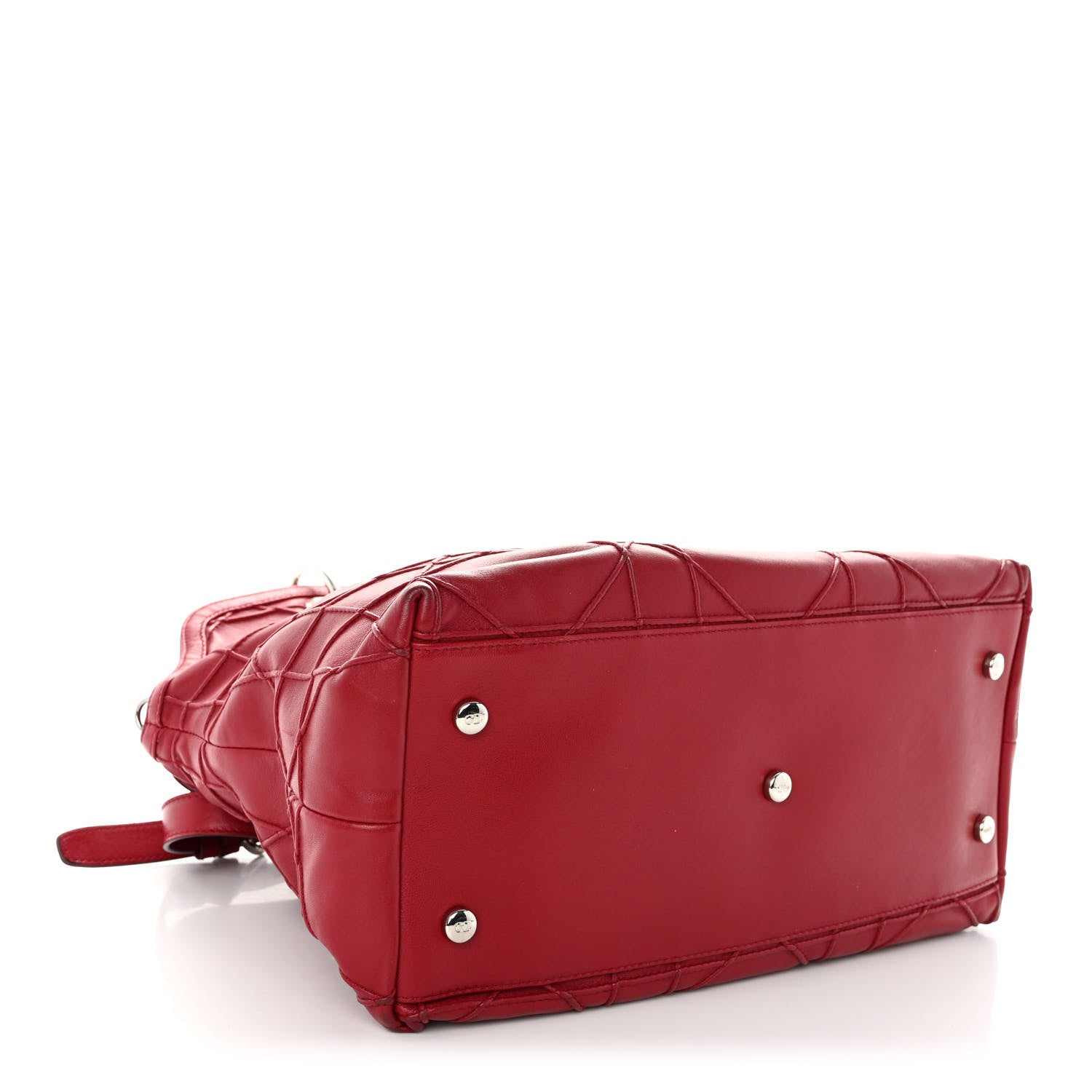 Christian Dior Lambskin Cannage Medium Granville Tote Red 4 of 10