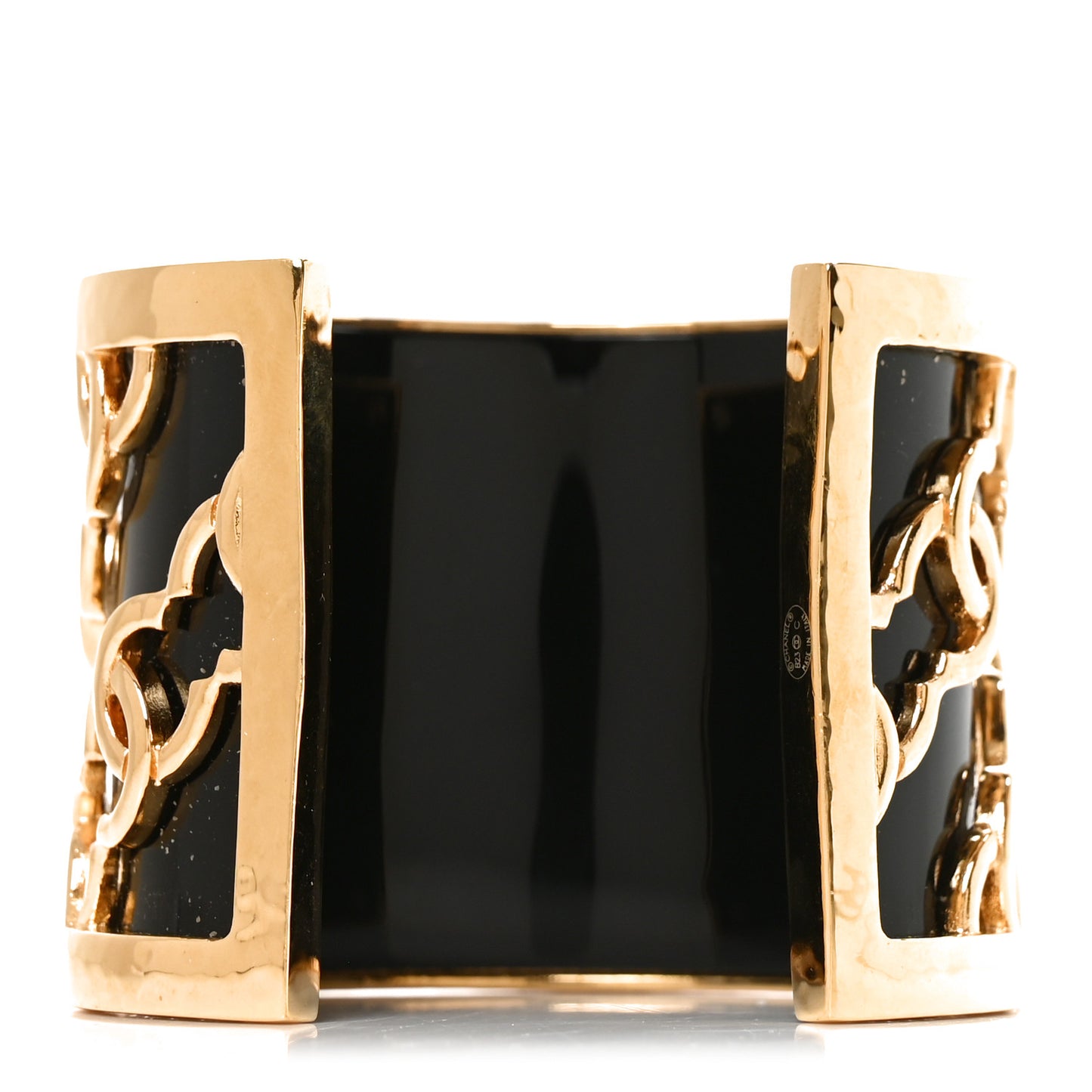Resin Metal CC Cuff Bracelet Gold Black