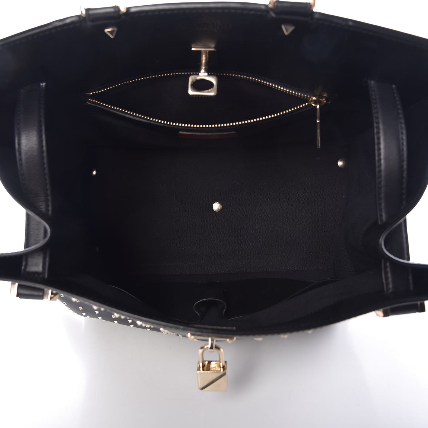 Calfskin Studded Large JoyLock Satchel Black