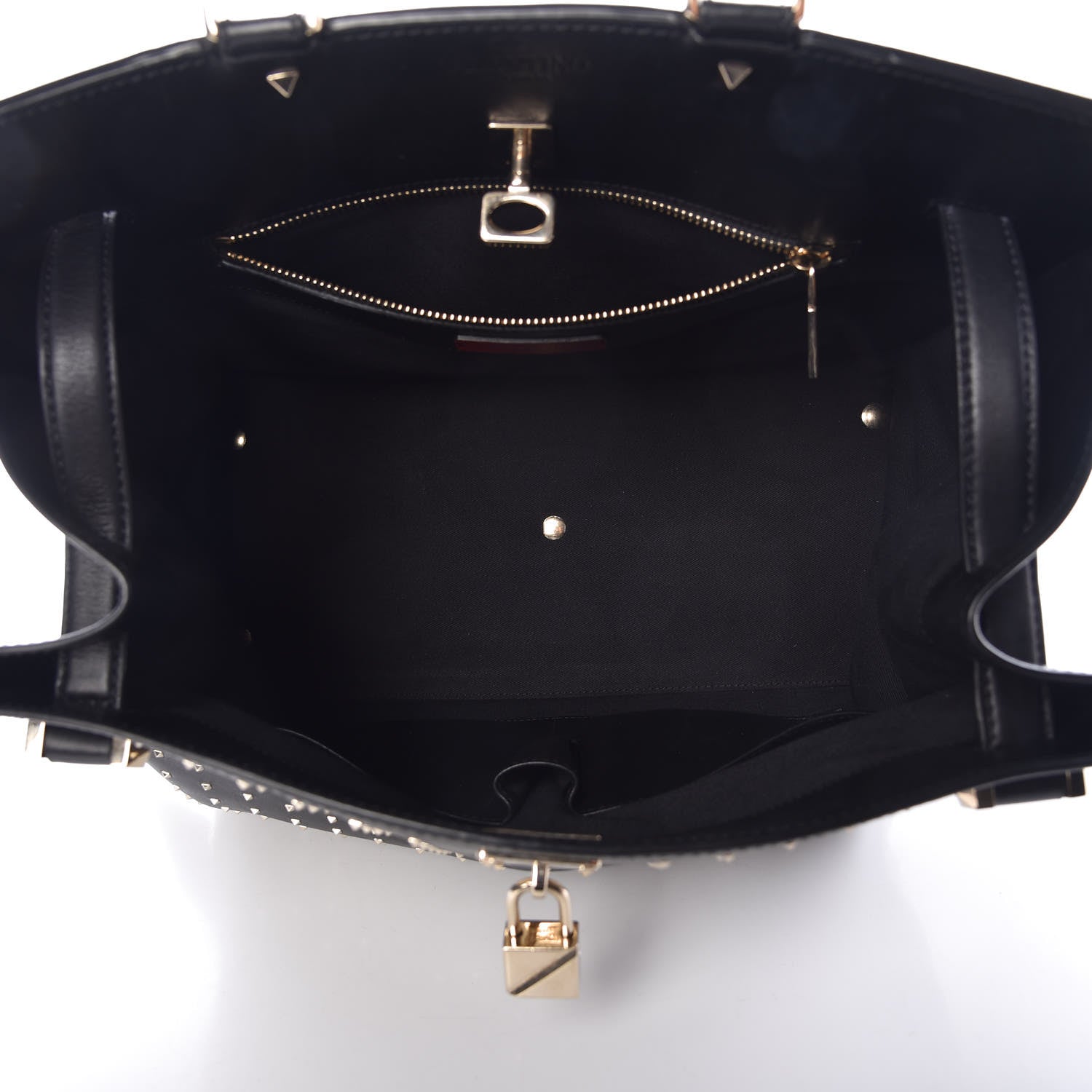 Valentino Garavani Calfskin Studded Large JoyLock Satchel Black 5 of 20
