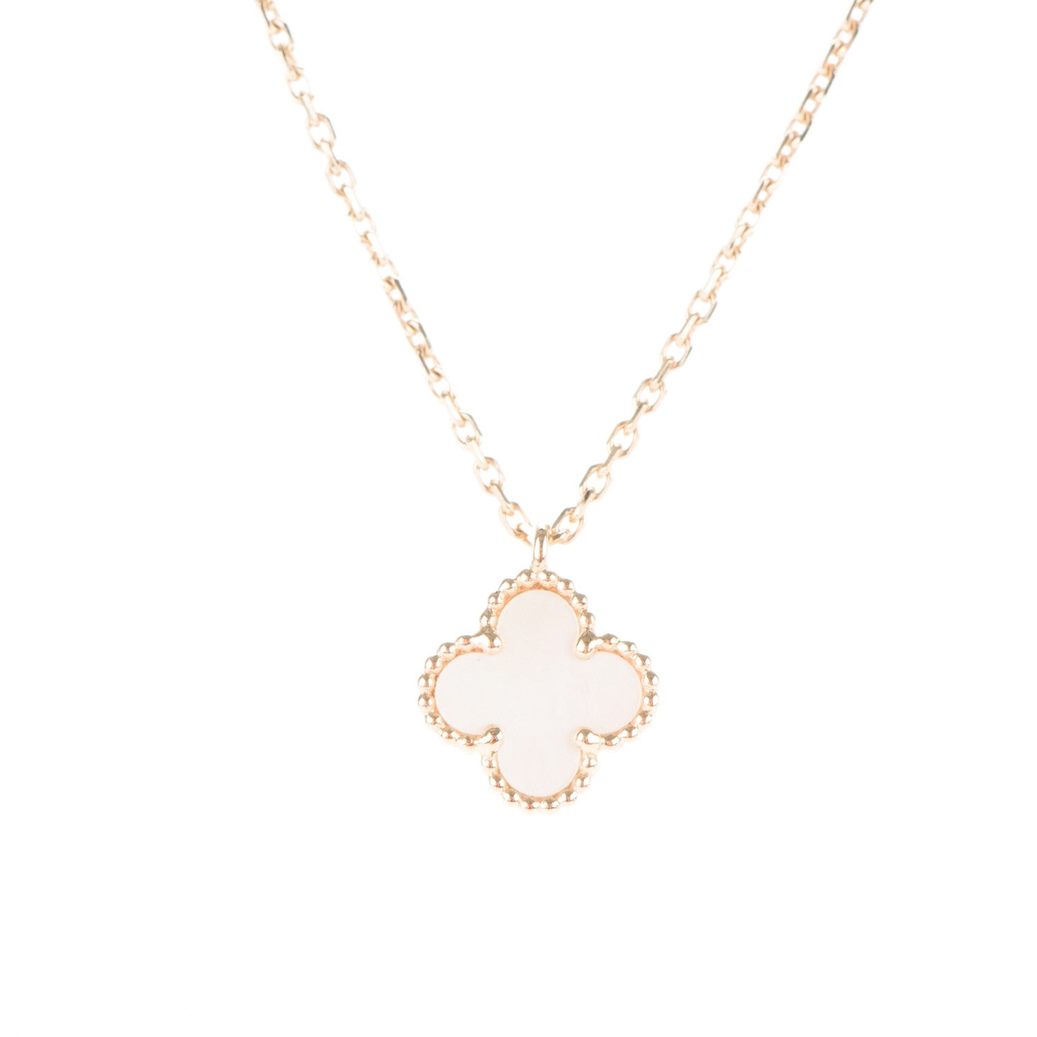 Van Cleef & Arpels 18K Yellow Gold Mother of Pearl Sweet Alhambra Pendant Necklace 3 of 6