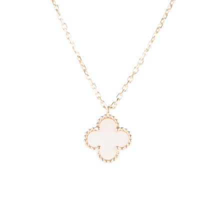 Van Cleef & Arpels 18K Yellow Gold Mother of Pearl Sweet Alhambra Pendant Necklace 3 of 6