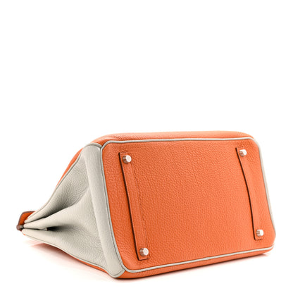 Hermes Togo Horseshoe Birkin 35 Orange Gris Perle 4 of 10