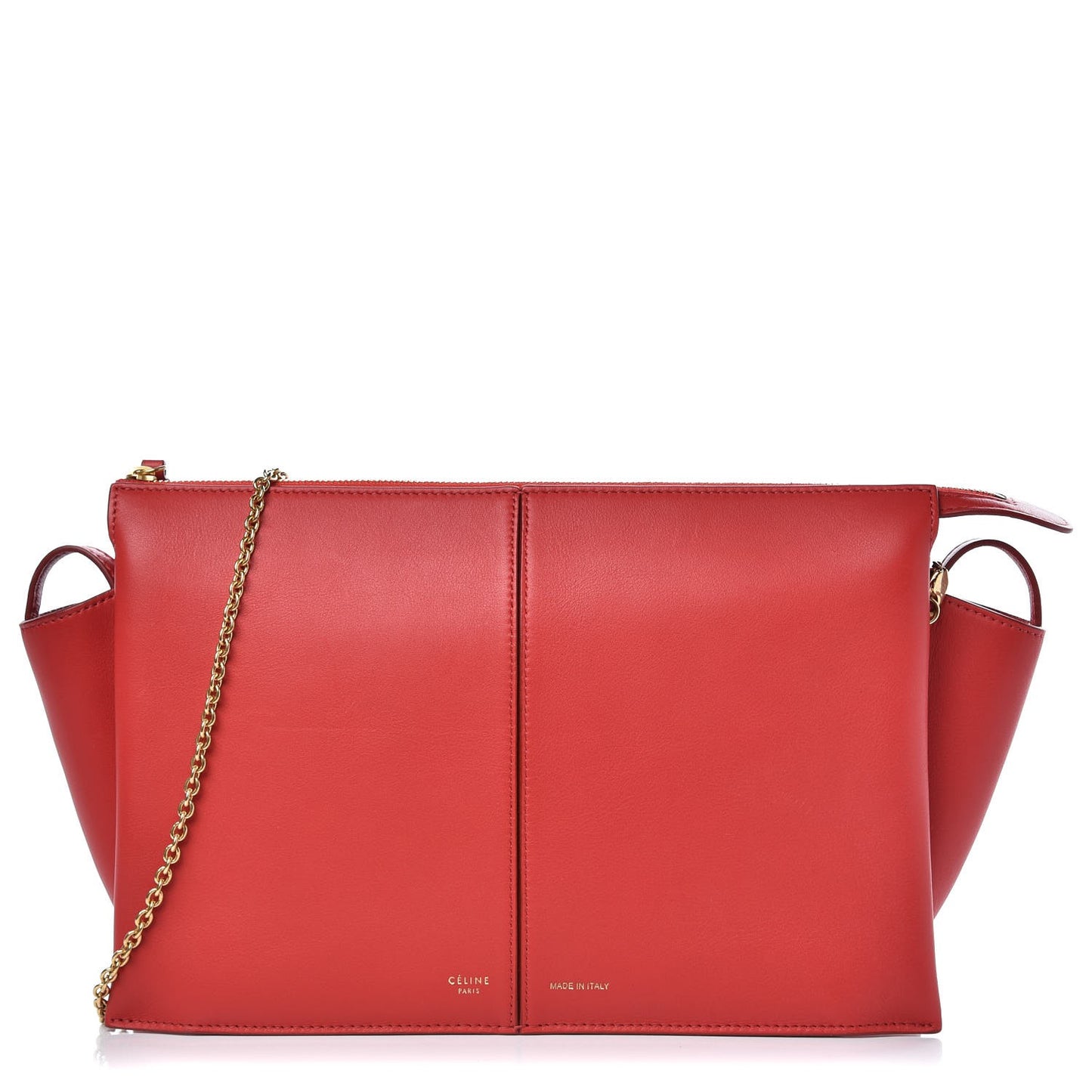 Supple Natural Calfskin Tri-Fold Clutch Coquelicot