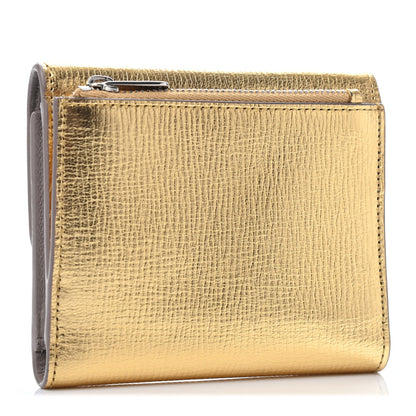 Christian Dior Metallic Goatskin Diorever Tri-Fold Wallet Gold 2 of 4