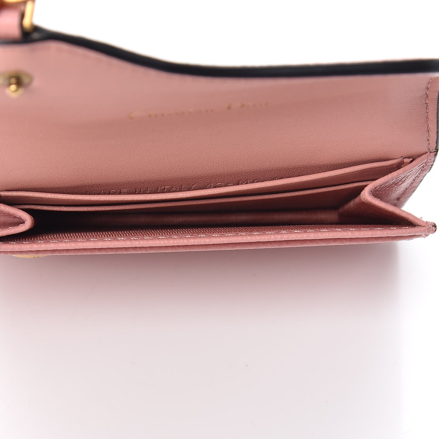 Grained Calfskin Saddle Card Holder Pink