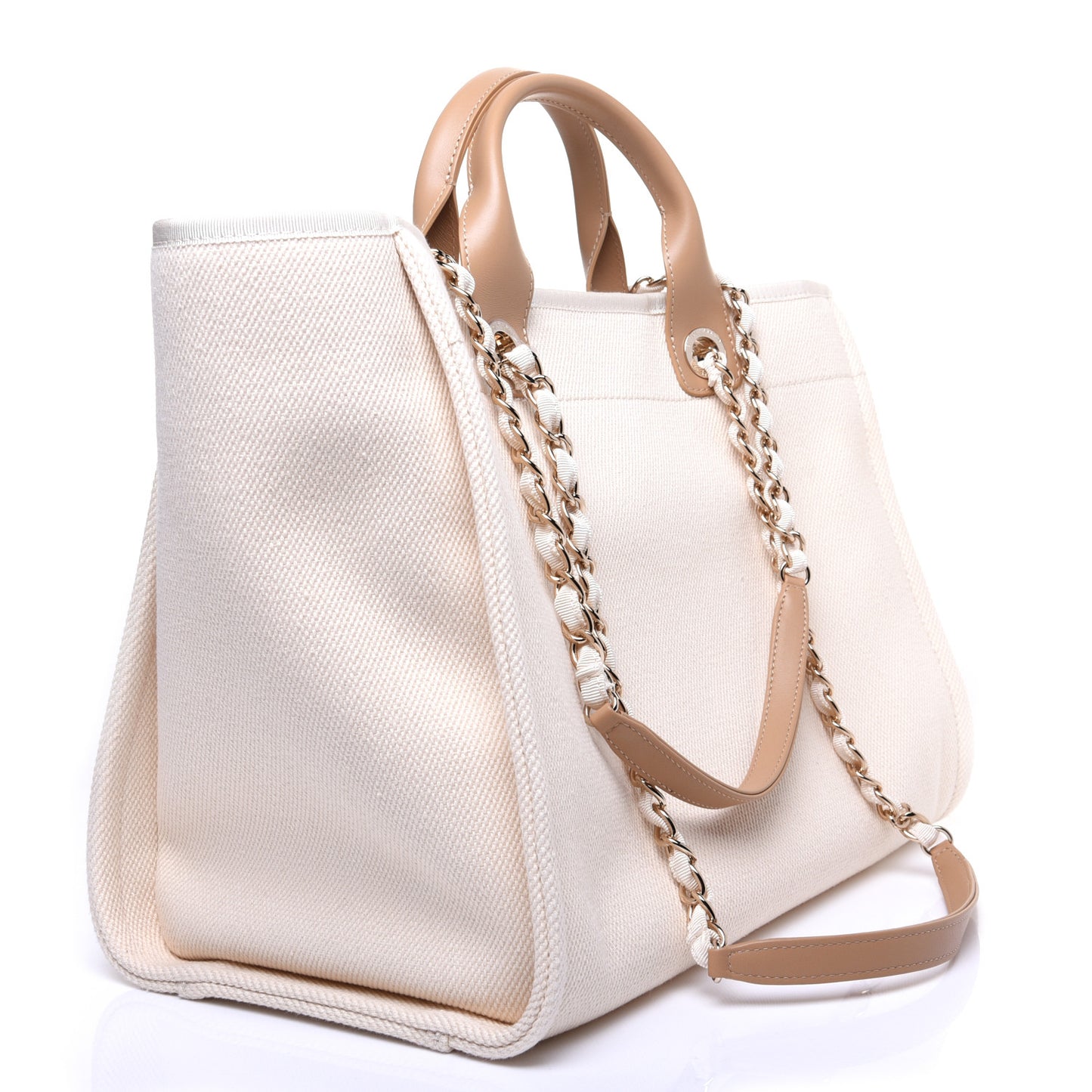Canvas Pearl Medium Deauville Tote Ecru Beige