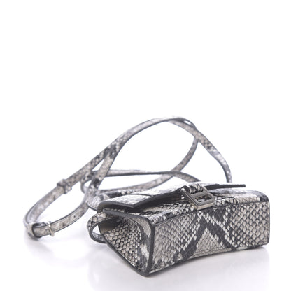 Balenciaga Shiny Calfskin Python Effect Hourglass Top Handle Bag Mini Black White 4 of 10