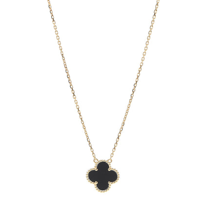 Van Cleef & Arpels 18K Yellow Gold Black Onyx Vintage Alhambra Pendant Necklace 1 of 8