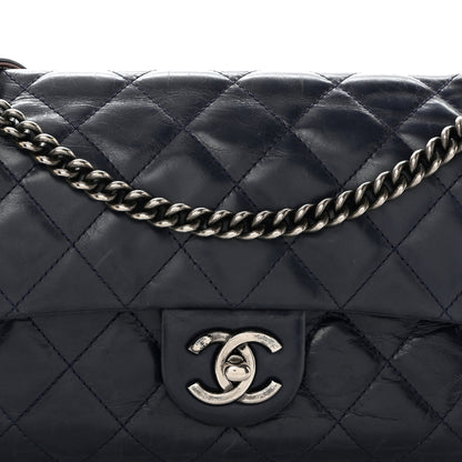 Chanel Glazed Calfskin Quilted Medium Duo Color Flap Blue 8 of 10