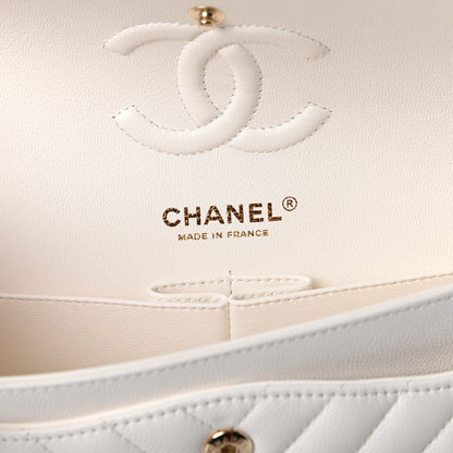 Chanel Caviar Chevron Quilted Small Double Flap White 8 of 10