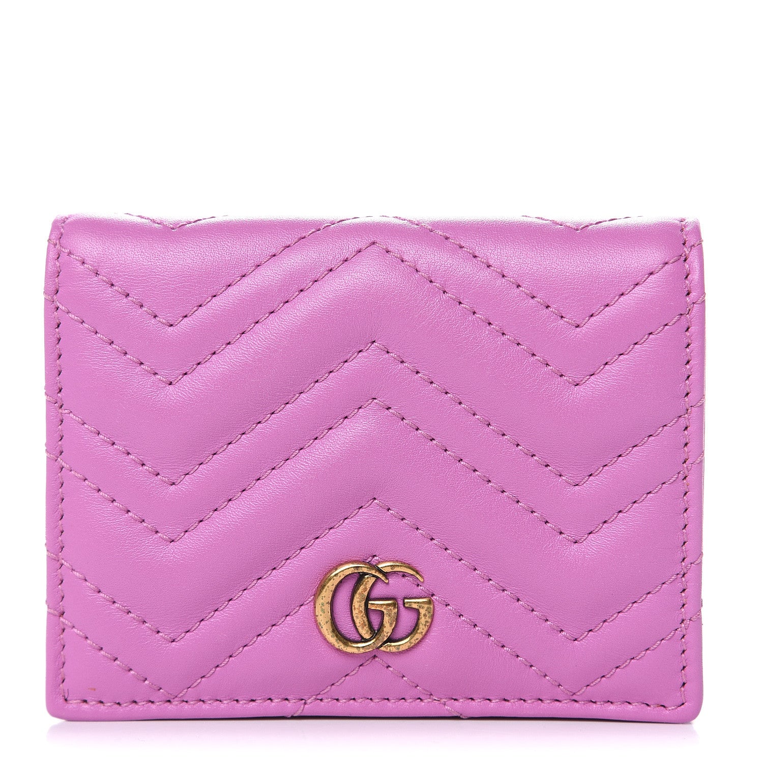 Gucci Calfskin Matelasse GG Marmont Card Case Candy Mousse 1 of 9