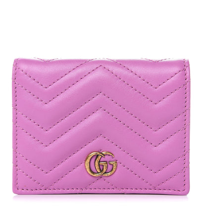 Gucci Calfskin Matelasse GG Marmont Card Case Candy Mousse 1 of 9