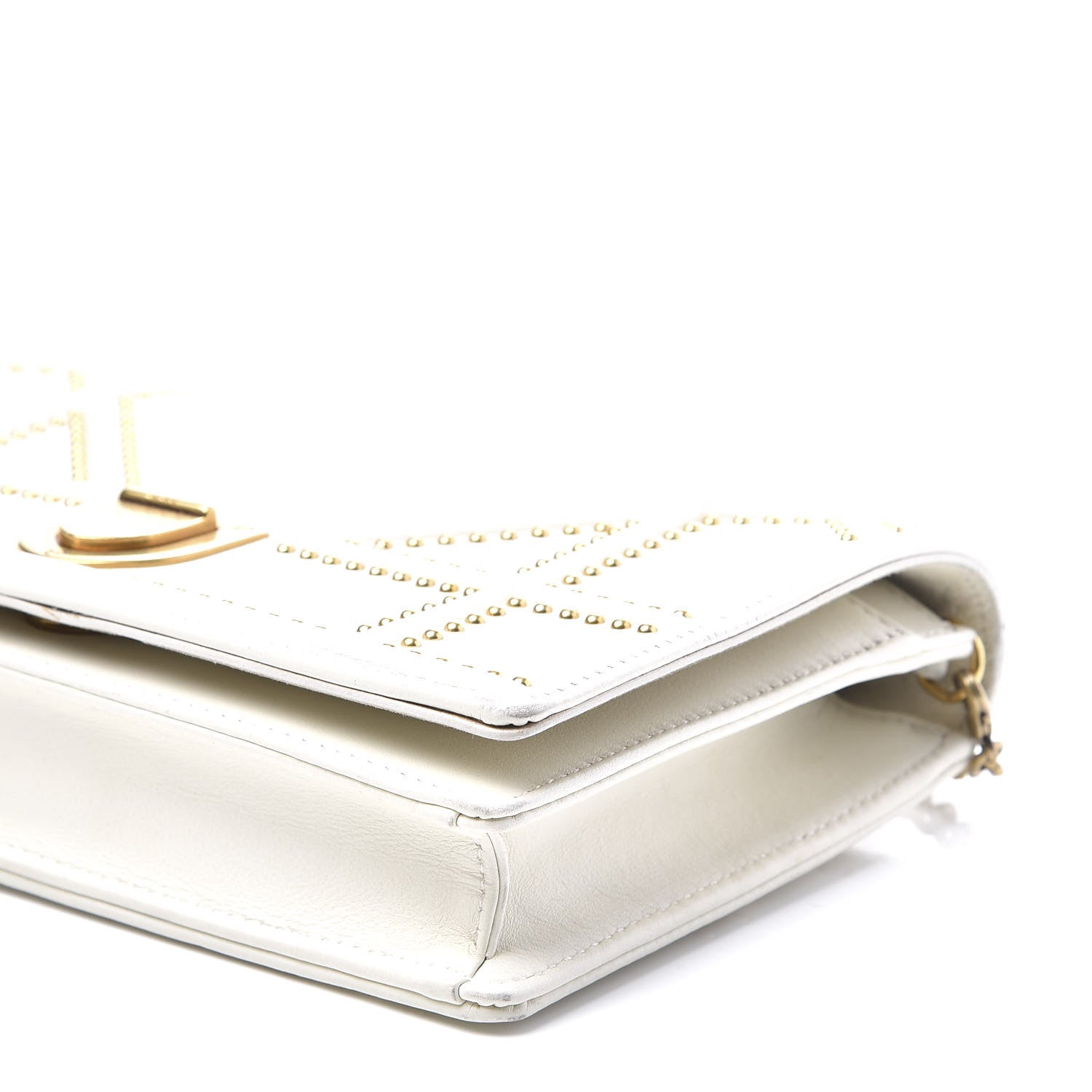 Christian Dior Calfskin Studded Diorama Wallet on Chain Pouch Off White 11 of 13