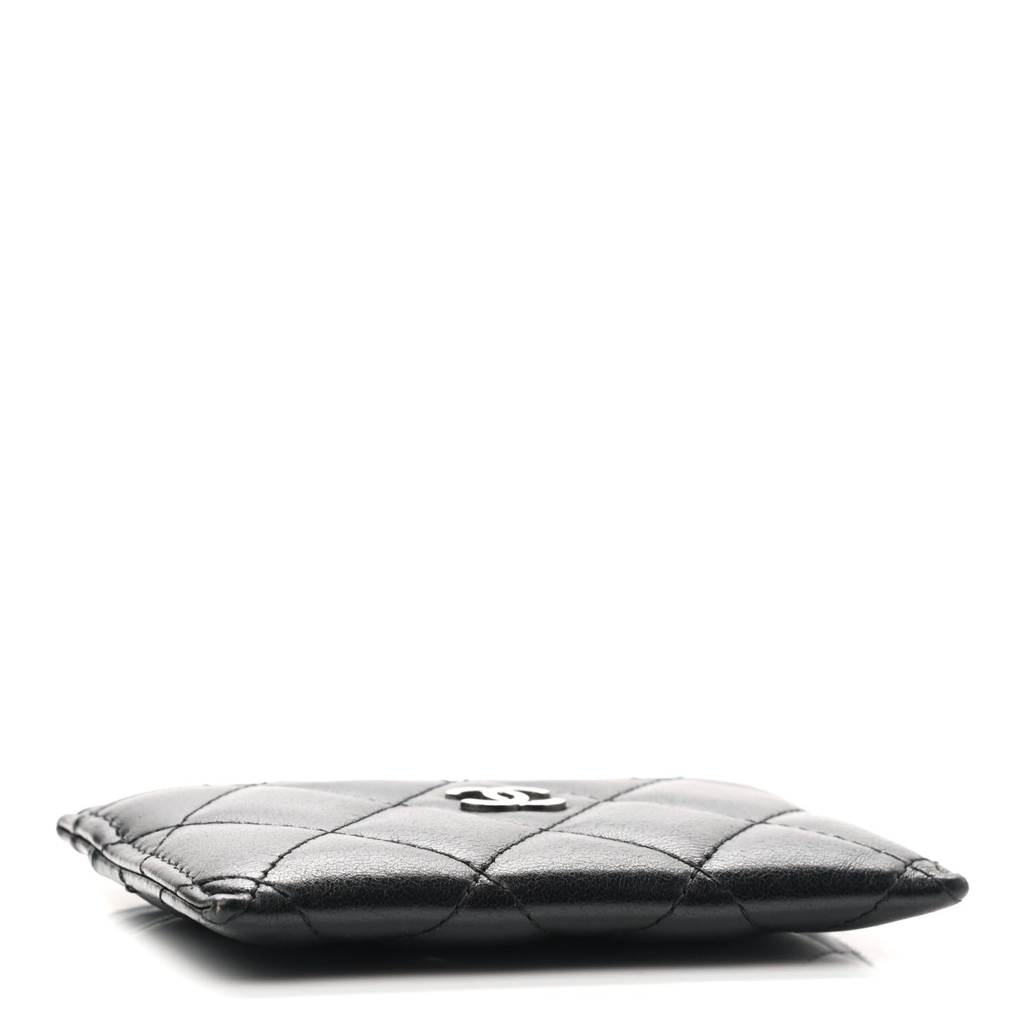 Lambskin Quilted Card Holder Black