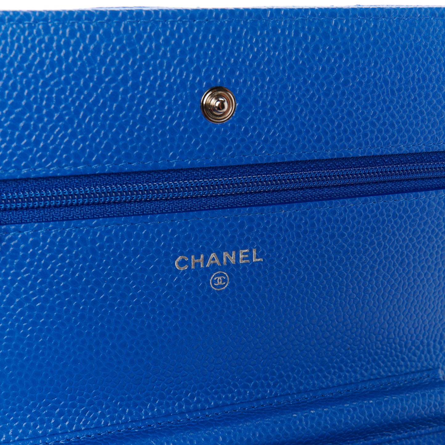 Caviar Quilted Wallet on Chain WOC Blue