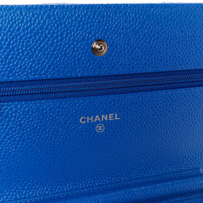 Chanel Caviar Quilted Wallet on Chain WOC Blue 6 of 12