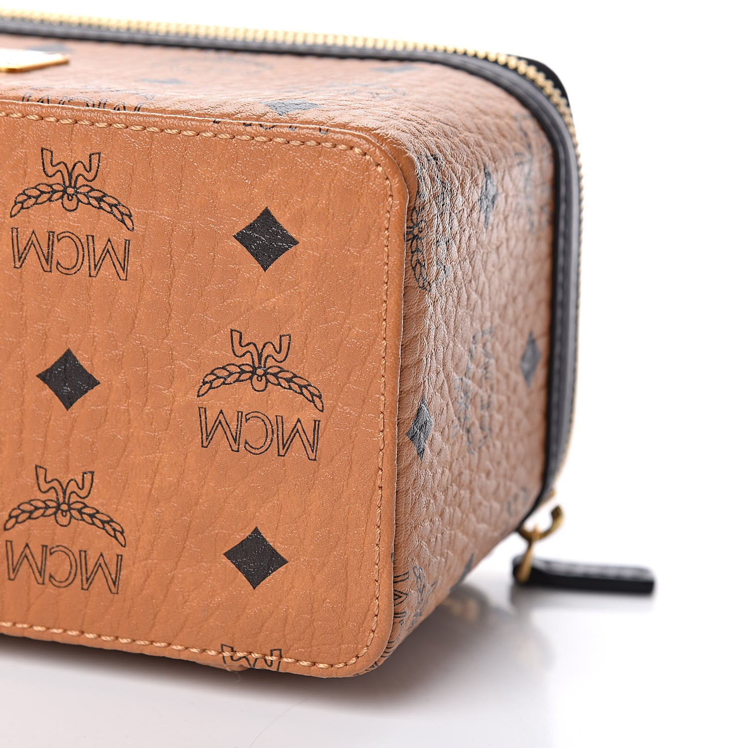 MCM Visetos Vanity Case Cognac Black 6 of 9