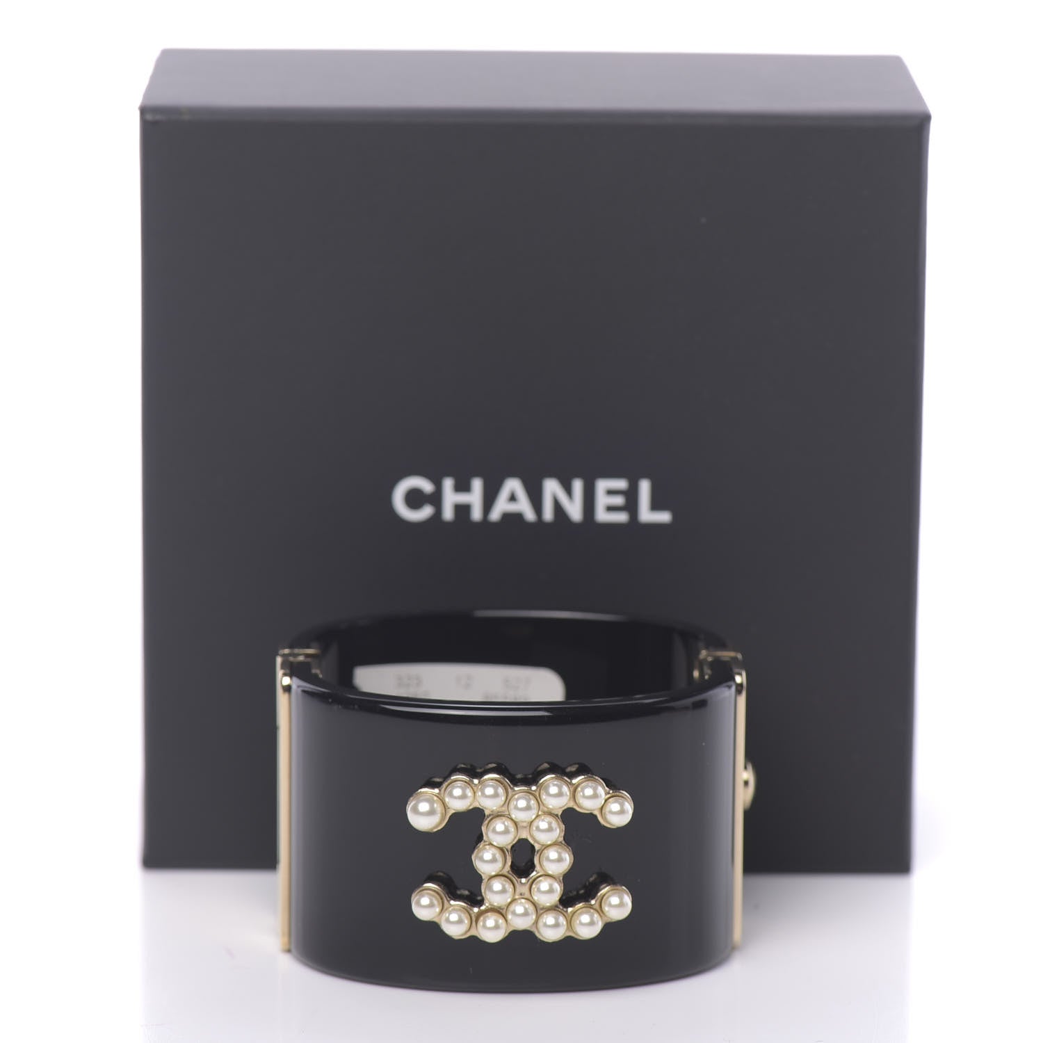 Chanel Resin Pearl CC Cuff Black 6 of 6