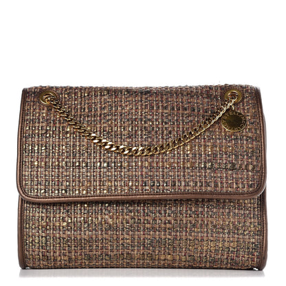 Stella McCartney Metallic Woven Boucle Fold Over Falabella Shoulder Bag Gold 1 of 9