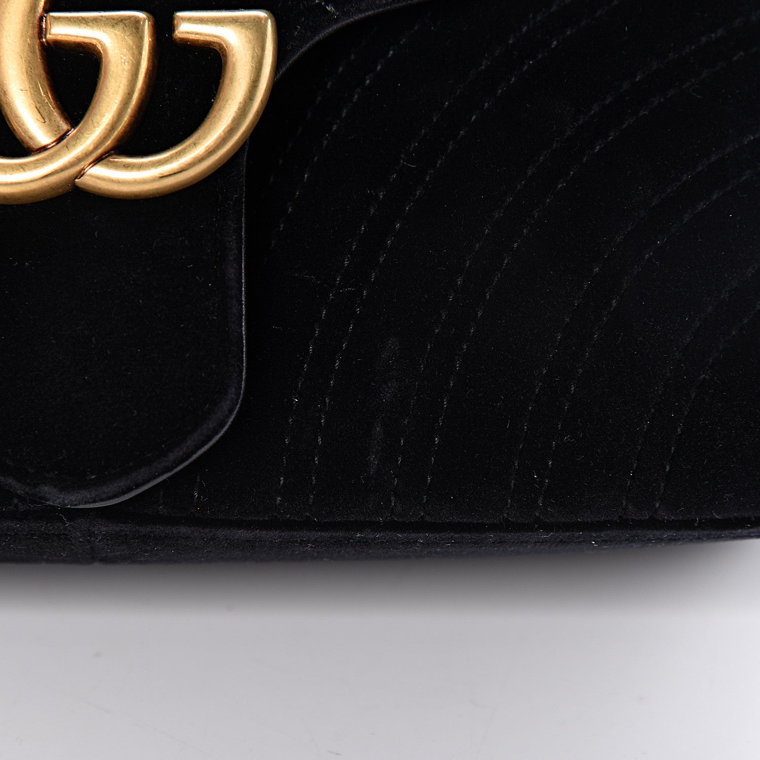 Gucci Velvet Matelasse Small GG Marmont Shoulder Bag Black 11 of 12