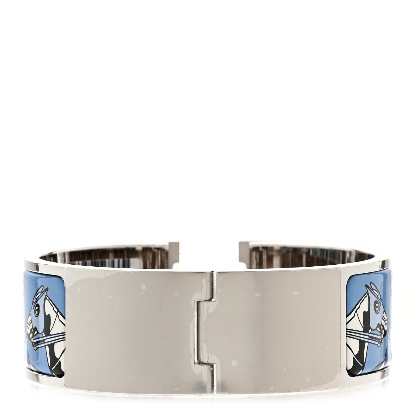 Enamel Printed Wide Les Mustangs II Clic Clac H Bracelet PM Ecume