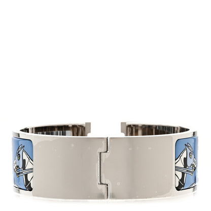 Hermes Enamel Printed Wide Les Mustangs II Clic Clac H Bracelet PM Ecume 3 of 8