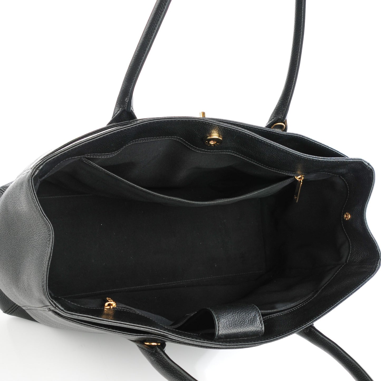 Calfskin Cerf Executive Shopper Tote Black