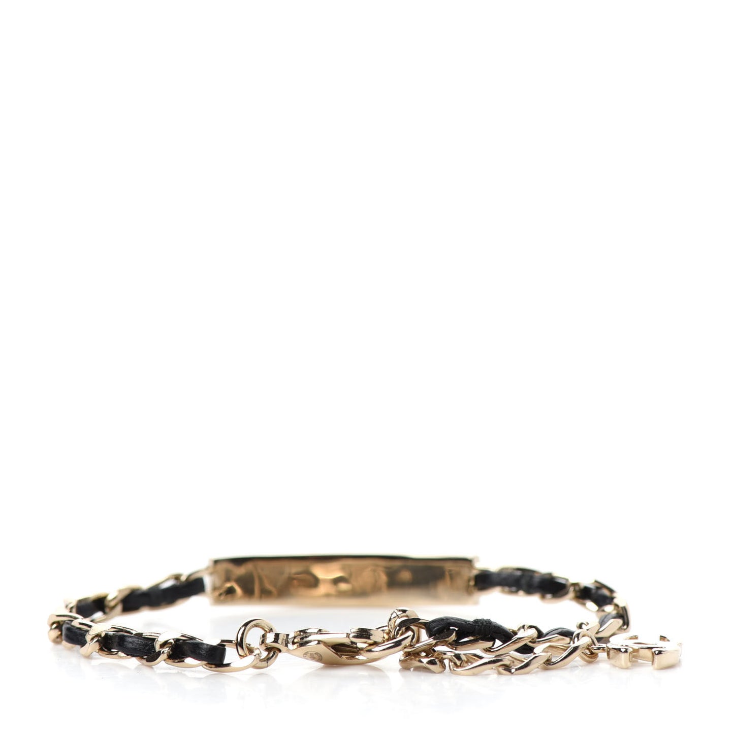 Metal Lambskin Crystal Sergeant Chanel Bracelet Gold