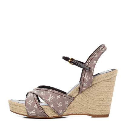 Louis Vuitton Monogram Idylle Majorca Espadrille Wedge Sandals 40 Sepia 1 of 22