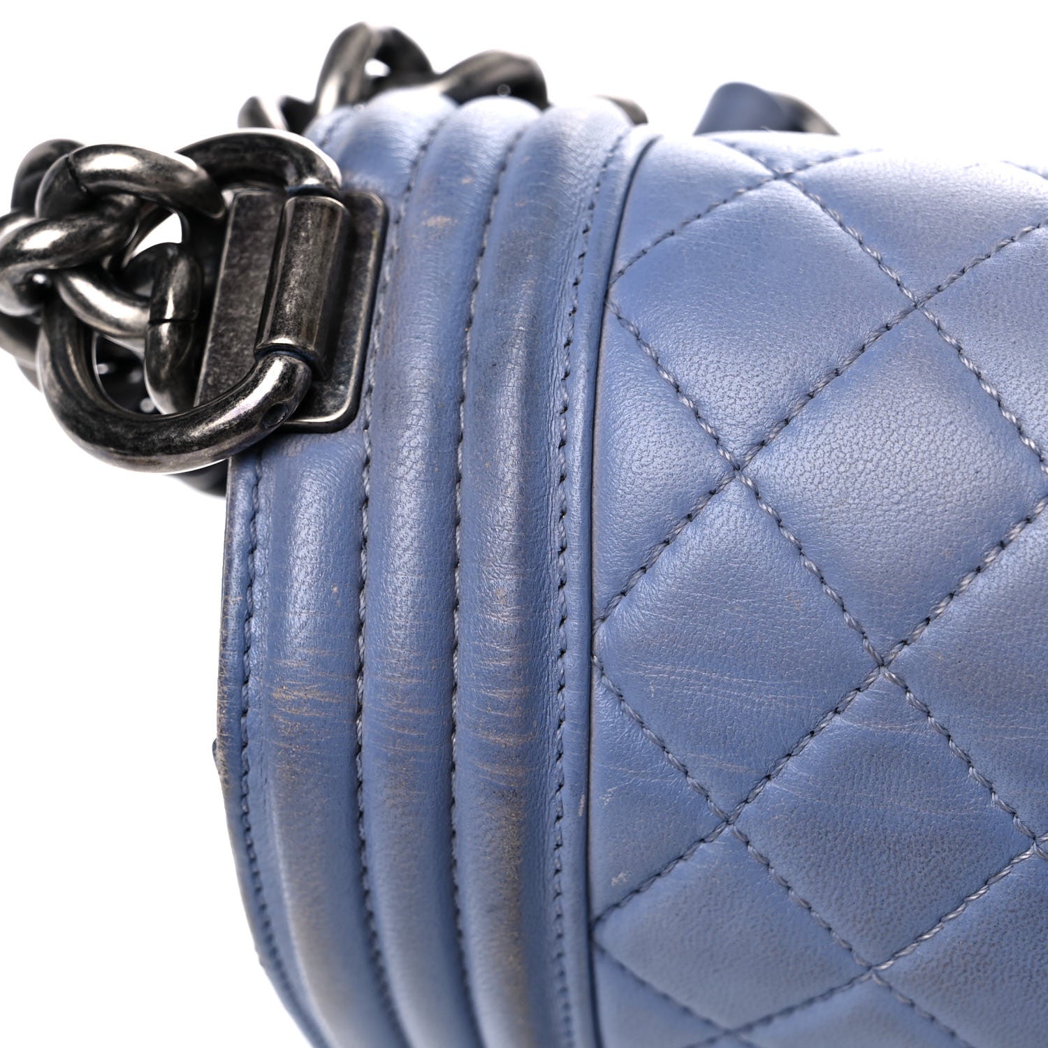 Chanel Lambskin Quilted Large Boy Flap Light Blue 26 of 29