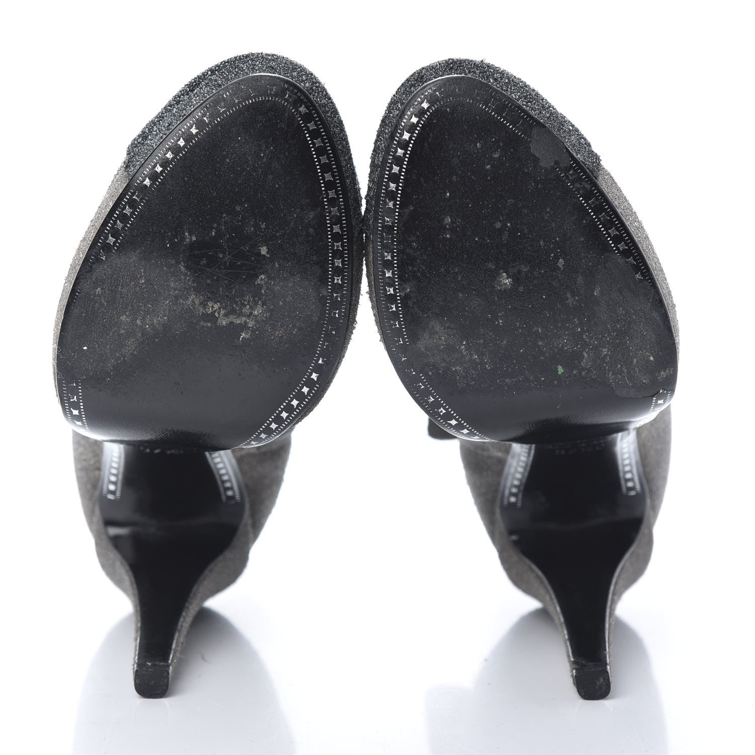 Chanel Glitter Suede Cap Toe Short Boots 37.5 Taupe Black 5 of 10