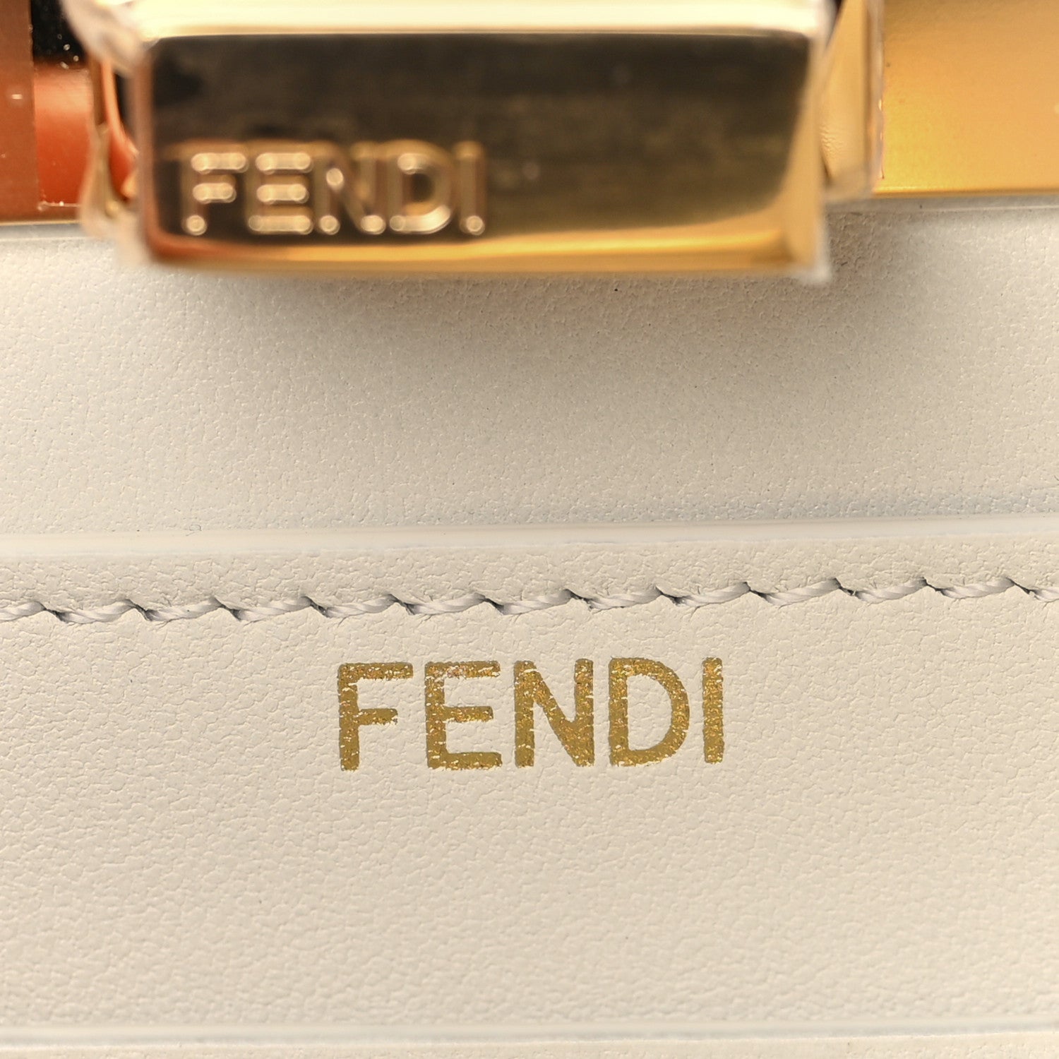 Fendi Vitello Seta Shiny Nappa Small Peekaboo I SEE U Satchel Real Tiffany White 6 of 9