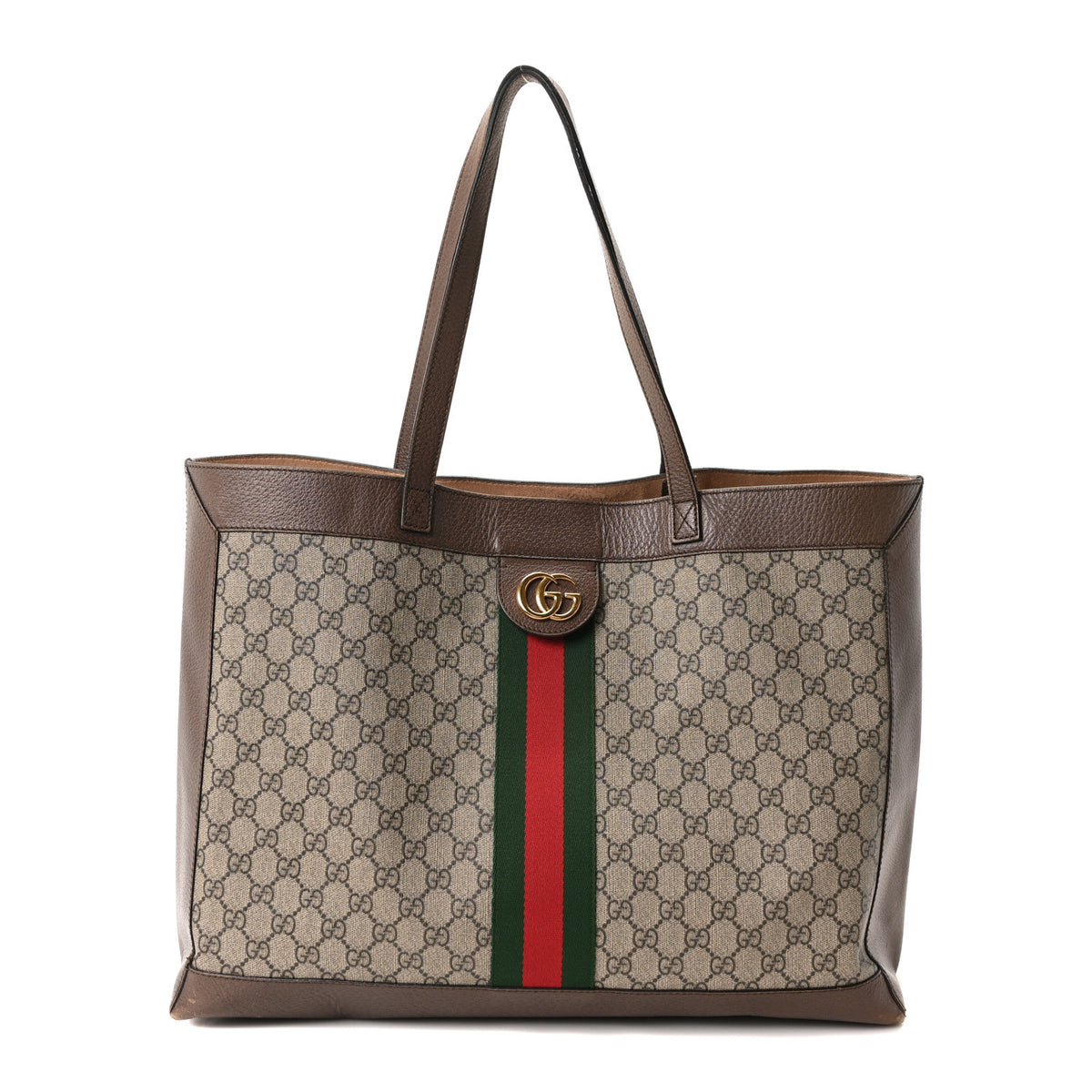 Gucci GG Supreme Monogram Web Ophidia Tote Brown 1 of 11