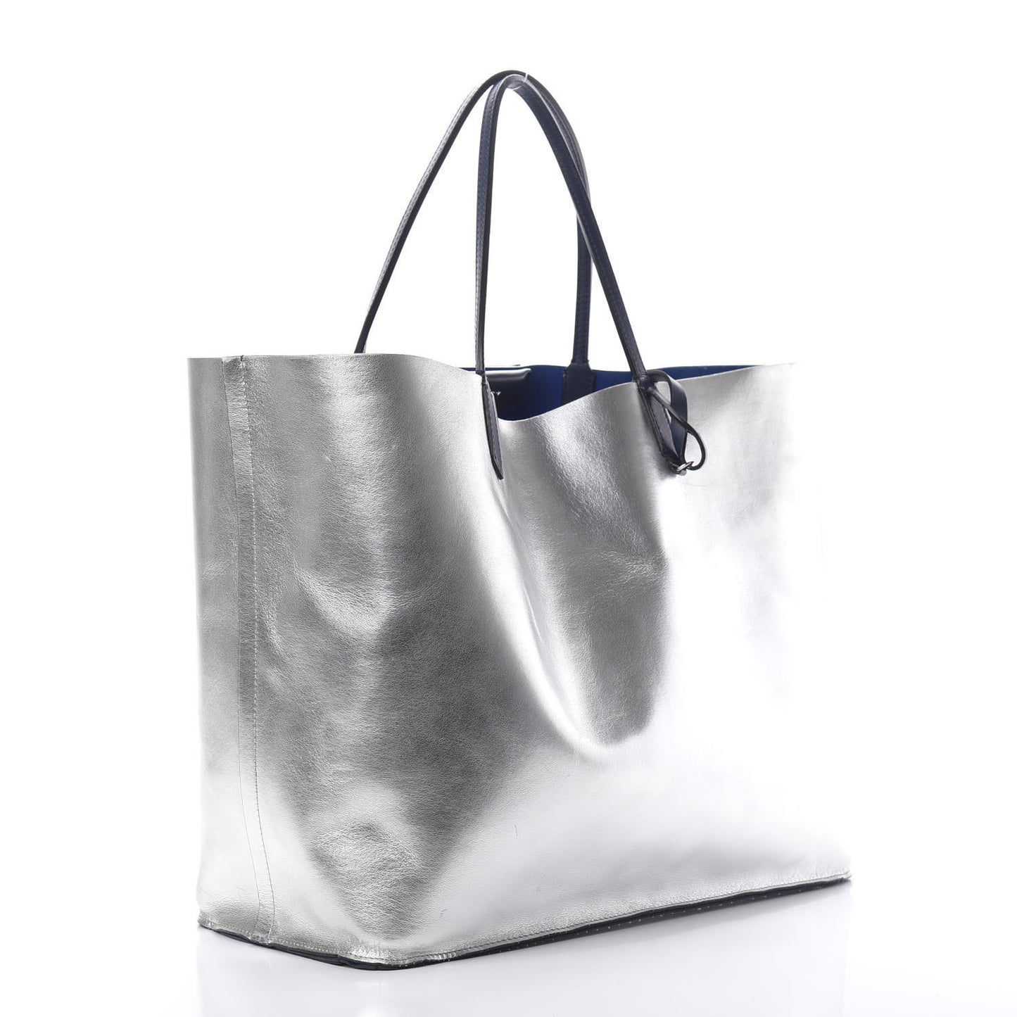 Metallic Calfskin Suede Ombre Large Reversible Antigona Tote Blue Silver