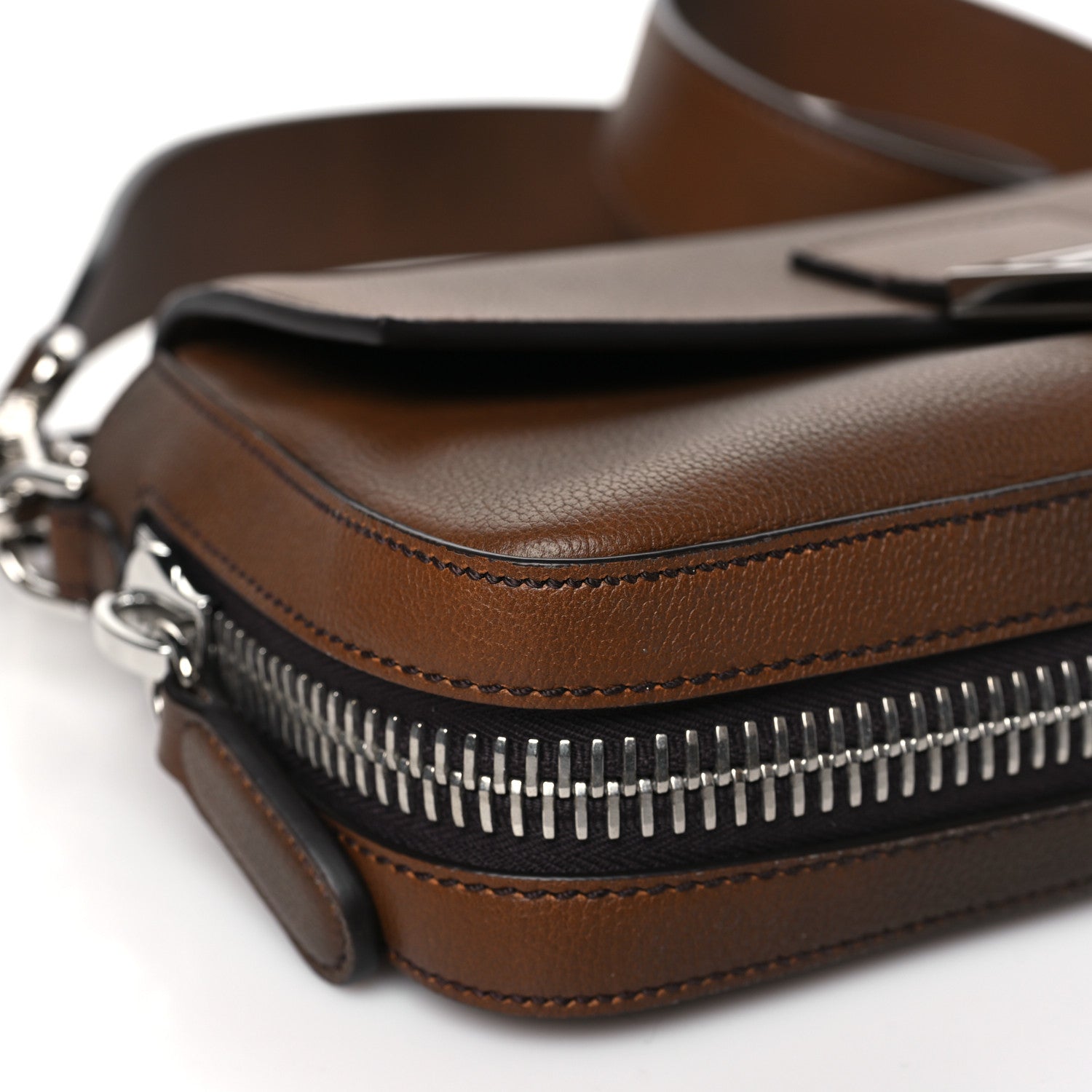 Fendi Vitello Tamponato Vintage Jacquard FF 1974 Zip Baguette Moro 9 of 10