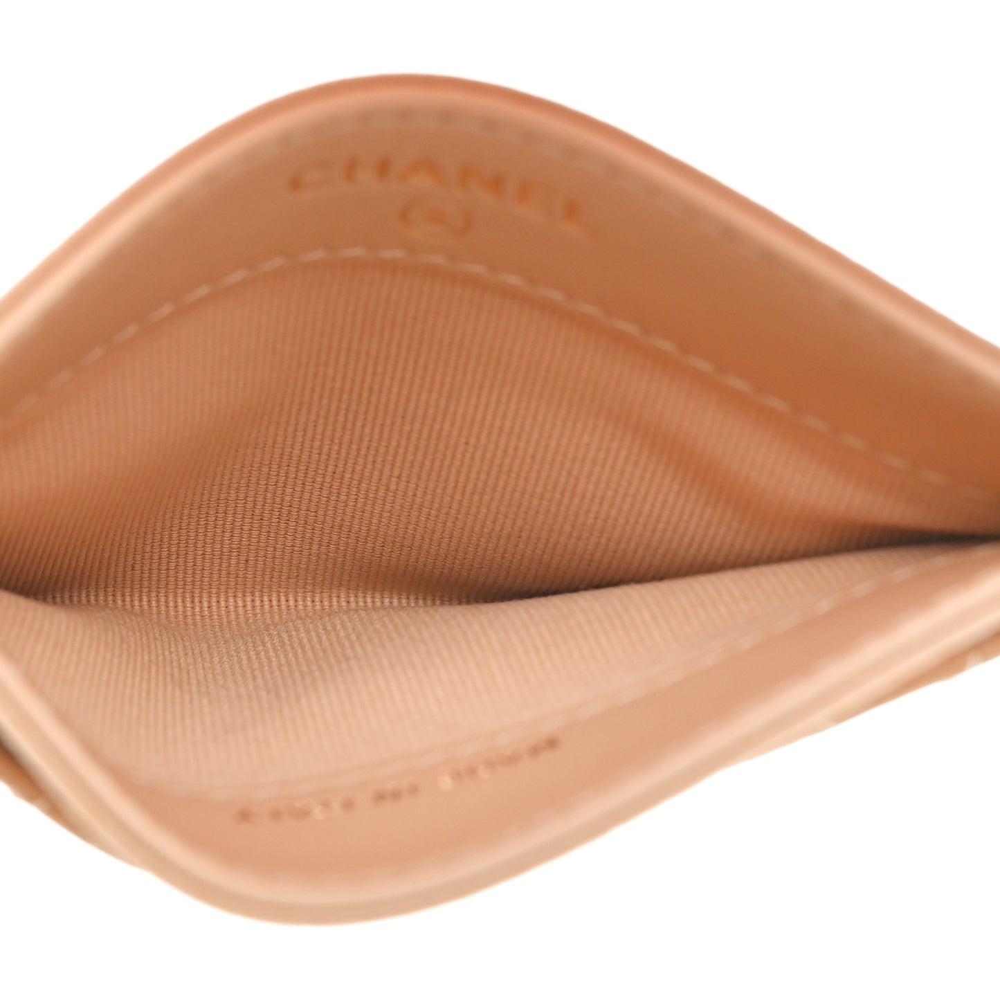 Caviar Quilted Card Holder Beige