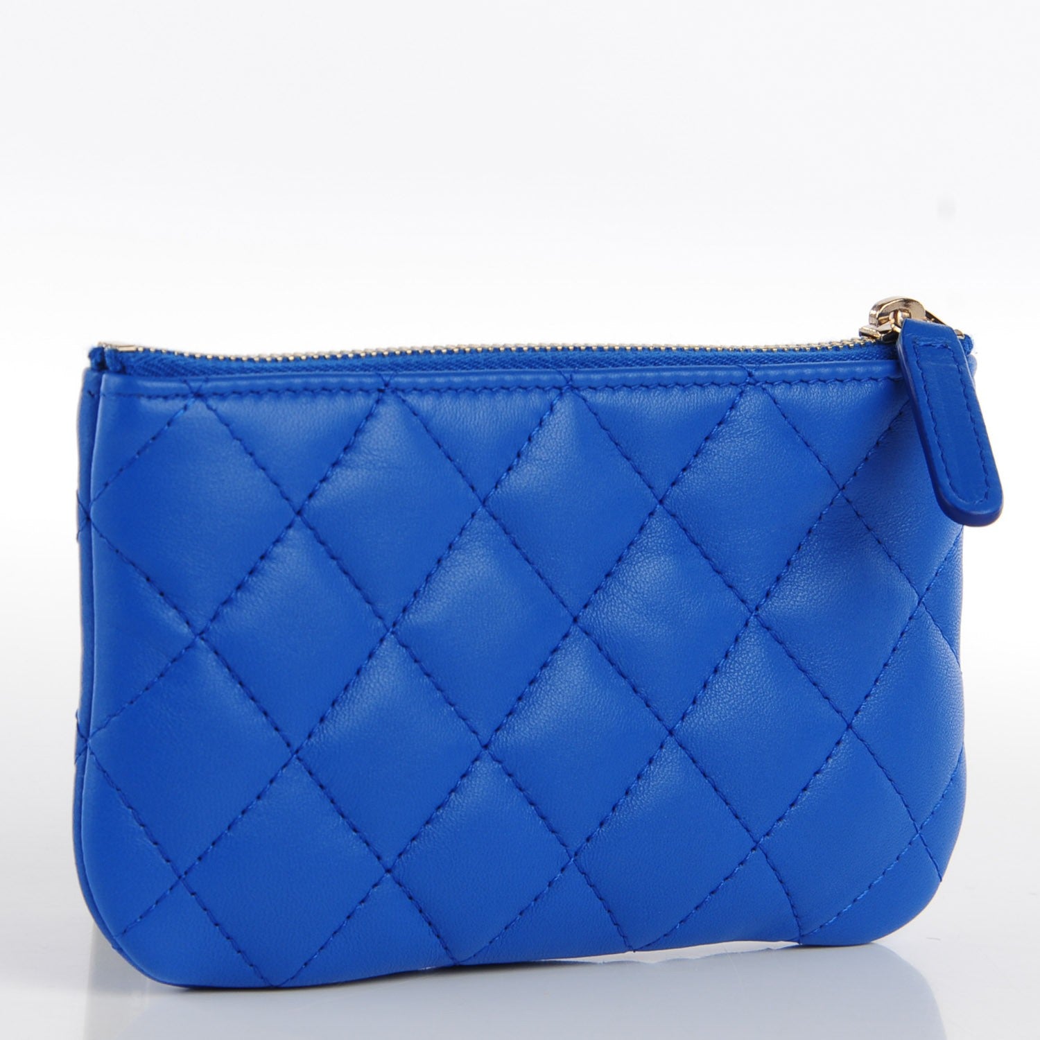 Chanel Lambskin Quilted Coin Purse Case Blue 3 of 8