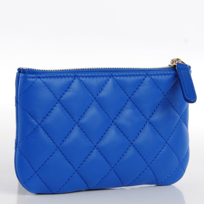 Chanel Lambskin Quilted Coin Purse Case Blue 3 of 8