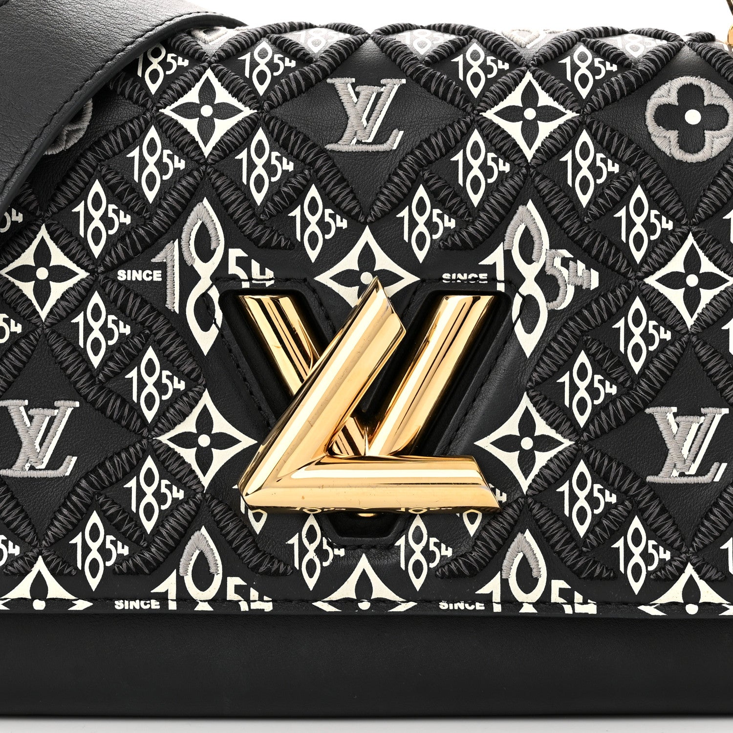 Louis Vuitton Calfskin Since 1854 Embroidered Twist MM Black 7 of 10