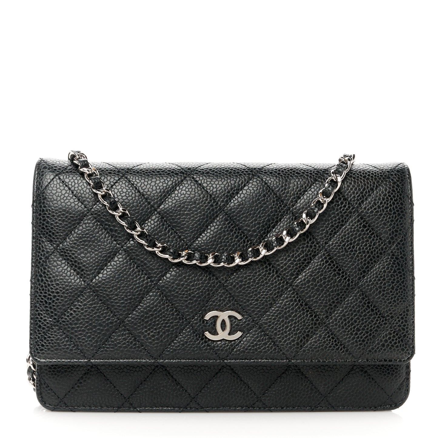 Caviar Quilted Wallet on Chain WOC Black