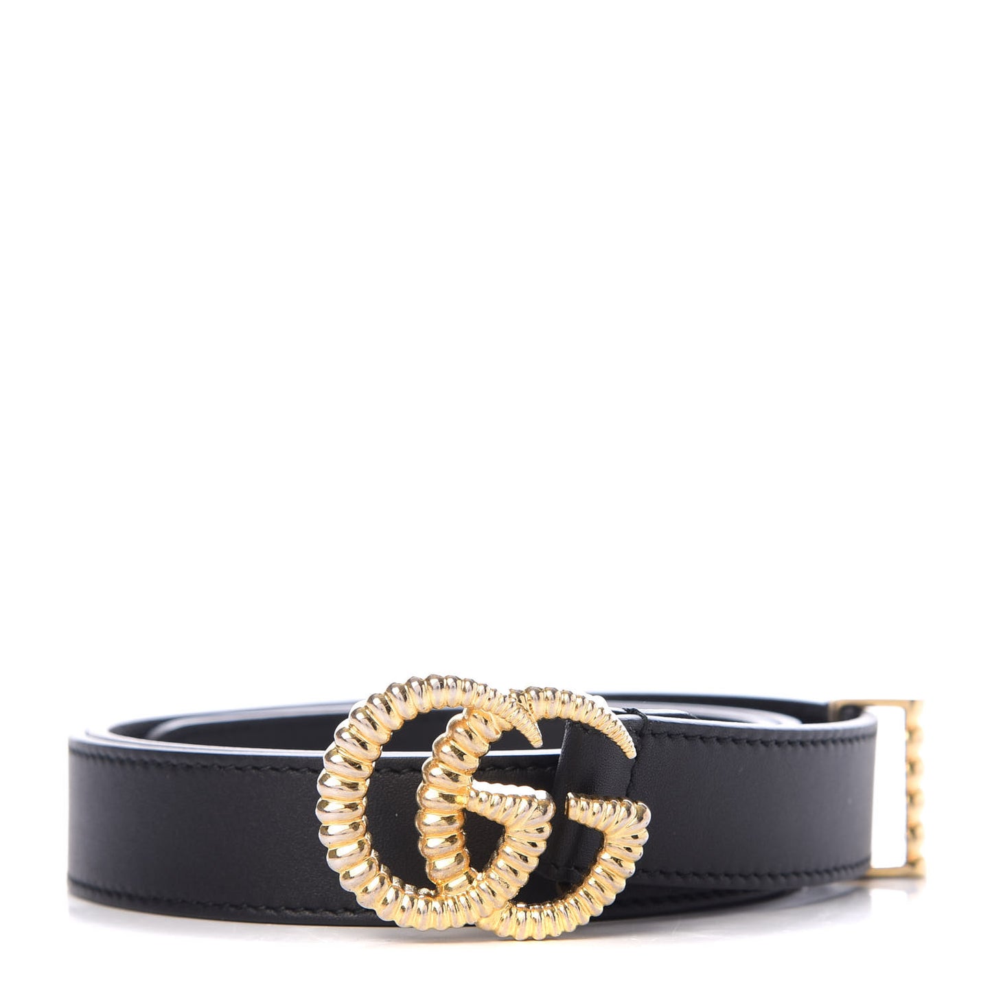 Moon Calfskin Torchon Double G 25mm Belt 85 34 Black